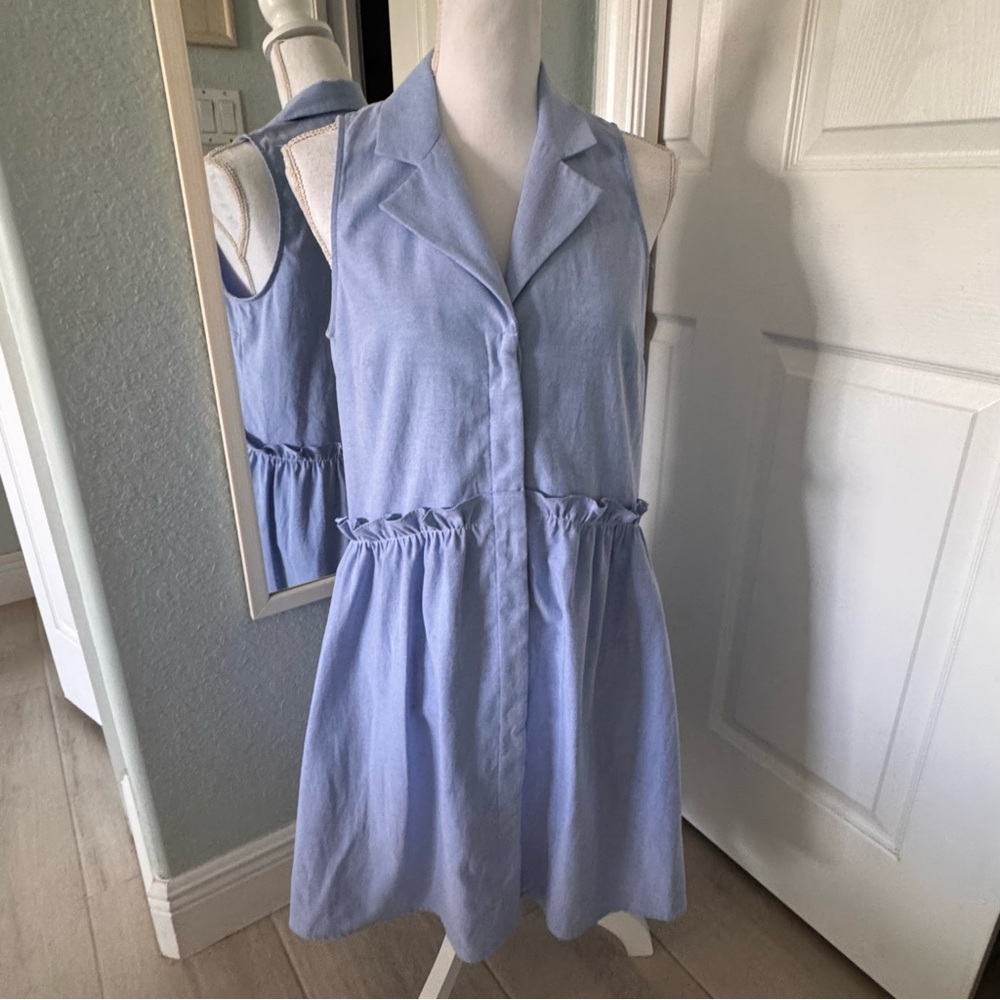 Tuckernuck Oxford Blue Sleeveless Royal Shirt Dress sz M - Picture 16 of 16